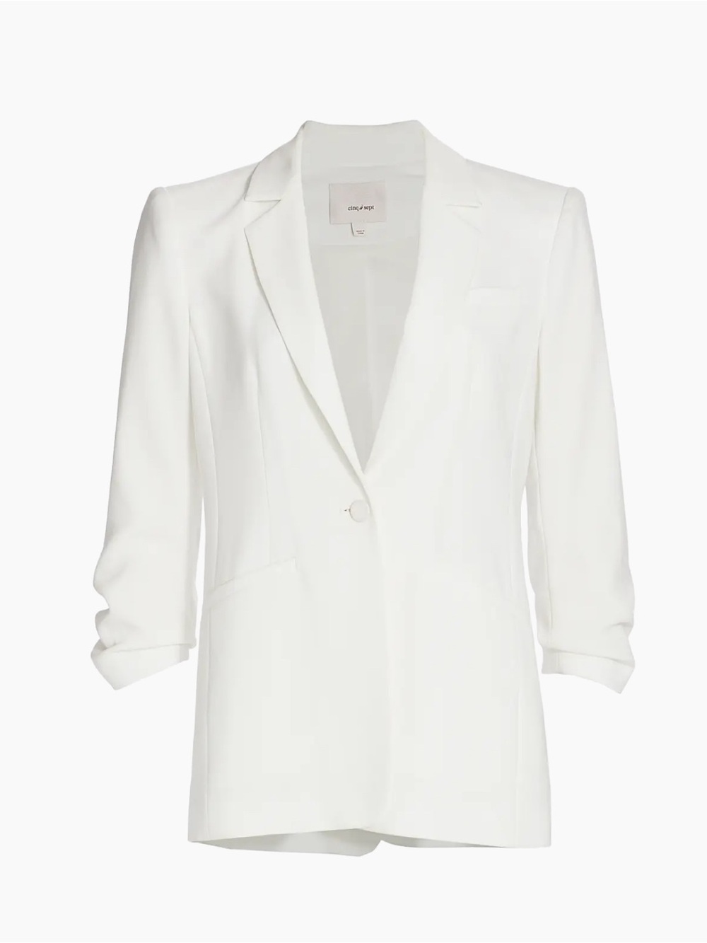 Cinq á Sept Khloe Crepe Ruched Blazer in Ivory Women’s Size 10